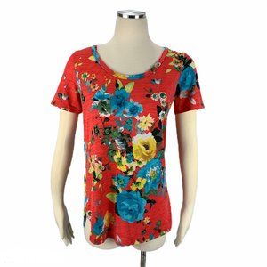 A. Gain Medium Orange Floral Stretch Blouse